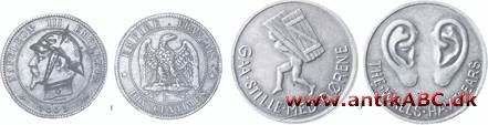 Der er to former for propaganda mønter. De første udstedt af møntherren, ofte for at retfærdiggøre handlemåde og gerninger, eller til forherligelse af herskeren