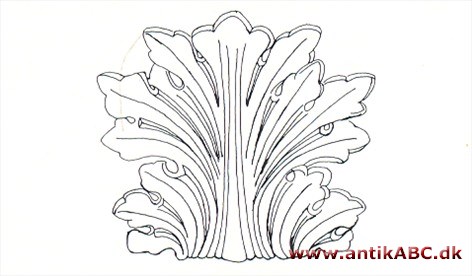 ornament med fligede, krusede blade mindende om akantus-planten i Middelhavslandene