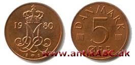 Anker 2 folkelige betegnelse for den lille danske 5 øre af forkobret jern, der blev præget 1973-88