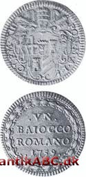  Oprindelig en lille sølvskillemønt indført af Pavestaten i midten af 1400-tallet som afløser for sølv bolonino