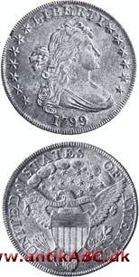 USA's møntenhed indført i 1792. Betegnelsen kommer af det europæiske daler