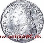  Fransk sølvmønt af dalerstørrelse præget 1641-1793