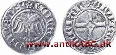 En lille sølvmønt først præget Nordtyskland fra omkring 1360