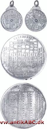 Kalendermedaljer kaldes medaljer med afbildning af et kalenderskema