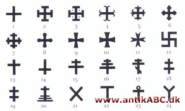 Kors på mønter er det hyppigst forekommende symbol, og korsformen går meget langt tilbage i tiden