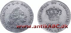 Dansk guldmønt udmøntet 1714-16 under Fr.4. som et 2 rigsdaler kurant-stykke