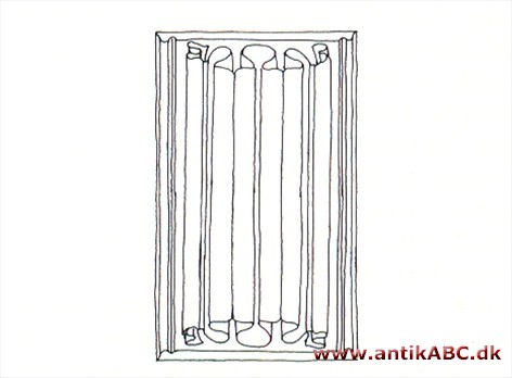  fyldningsdekoration dannet af vekslende stave og hulninger, der kan minde om tøjfolder