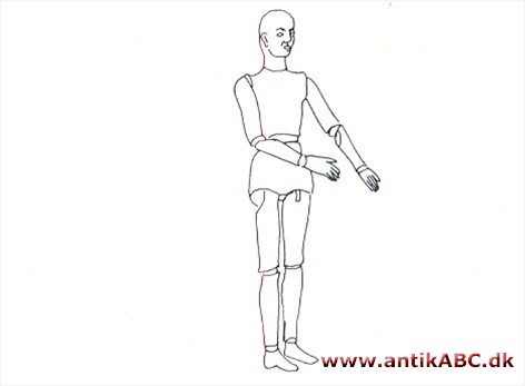  Dukke, gerne af træ, med bevægelige lemmer, den er brugt af kunstnere som erstatning for levende model