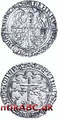 Fransk guldmønt først præget af Charles VI (1380-1422) 1421. Forsiden viser Marias bebudelse, hvor ærkeenglen Gabriel og jomfru Maria ses