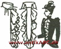  jabot [sja'bo] (fransk: fuglekro) i 1700-tallet navn på mandsskjortebrystets ruche; senere besætning på dameblusers bryståbning