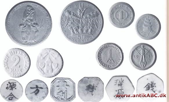Mønter af porcelæn har været anvendt i Siam (Thailand) som spillemønter og  i Tyskland til fremstilling af nødmønter 