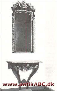 konsolspejl, spejl med hylde