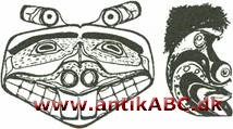 Kwakiutl, indianerstamme på Nordamerikas Nordvestkyst; bemalede træmasker og -skulpturer