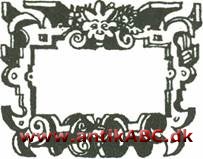 kartouche (fransk, sa. ord som: kardus) ornament, udviklet i renæssancen bestående af tavle indrammet af udfliget, oprullet og indstukket fletværk