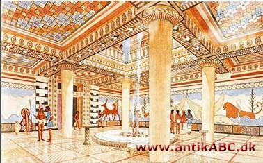 megaron (af græsk megas, stor) i gl. Grækenland husets hovedrum