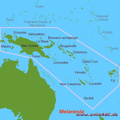 Mela'nesien (græsk de sorte øer) øerne i Stillehavet nordøst for Australien;