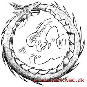 midgårdsormen, i nordisk mytologi en slange i verdenshavet omsluttende hele jorden
