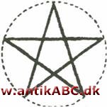 Pentagram: 5-takket stjerne ved hjælp af 5 diagonale linier. Som motiv kendes det allerede fra antikken, og i middelalderen ses det på franske mønter
