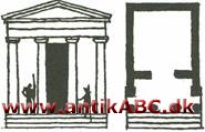 prostylos (af græsk pro, foran og stylos, søjle) tempel med søjlerække ved den ene ende
