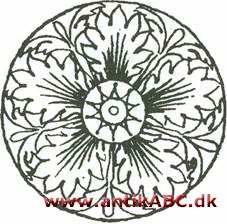roset, (fransk lille rose) rundt ornament