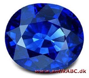 safirblå farve, som ædelstenen, der har vekslende blå farver, temmelig intens blå