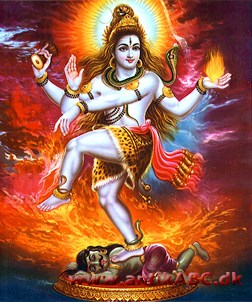 Shiva (sanskrit den gode) hinduistisk hovedguddom, gud for ødelæggelse og skaben ofte afbildet som danser