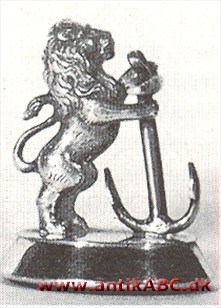 signet (latin lille tegn) stempel med navnetræk, med mærke eller våben