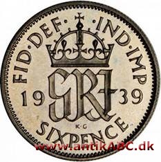 Sixpence er en velkendt engelsk »mellemmøntrype« indført af Edward VI (1547-1553) 1551 samtidig med indførelsen af sølv crown, halfcrown og threepence