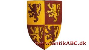 skjold: pladeformet dækvåben båret på venstre arm. Ofte forsynet med våbenmærke. I heraldik betegnelse for dette