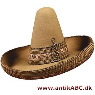 sombrero (af spansk sombra skygge) mexicansk strå- eller filthat med bred skygge og spids puld
