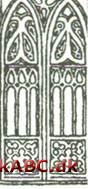 Stavværk; Stave anbragt i dekorative mønstre i gotiske vinduer, i fyldinger etc. Benyttes også i 1700-tallets stolerygge, hovedsagelig i England