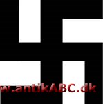 svastika (sanskrit su-asti, det er godt) kors, hvis arme er lige lange og retvinklet bøjede i samme retning = hagekors. Nazisterne og Hitlers symbol