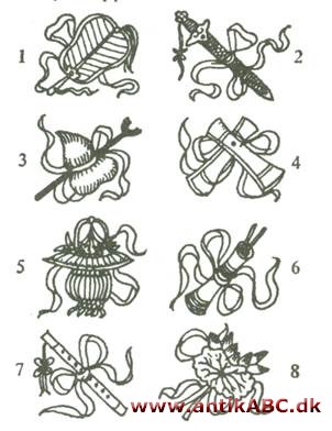 tao-tegn, de 8 tao-tegn er: Ornamentalt kinesisk motiv bl.a. på tæpper