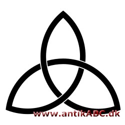 Treenighedssymbol, Gudsøje, ligesidet trekant i cirkel eller tre sammenflettede ringe. Triquetra er et ord som er blevet dannet af Latin