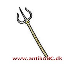 trefork; i græsk og romersk mytologi Poseidons og Neptuns våben, en tregrenet fork